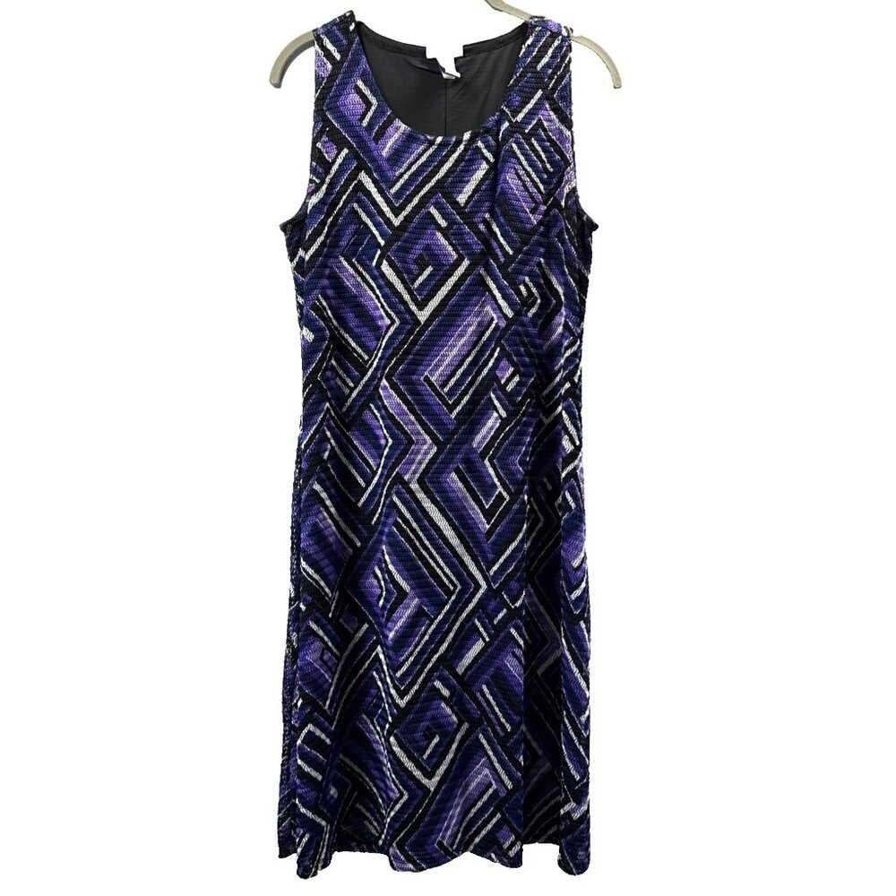 Chicos Easywear‎ Dress Medium Purple Abstract Sleeveless Lined Stretch Pullover